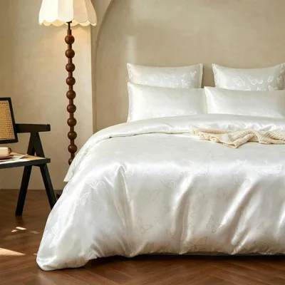 Productafbeelding van Beddengoedset satijn, 200x200 cm, beige, microvezel, 2-delig