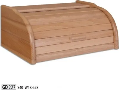 Image de Buche Brotkasten 40 cm Brotbox Rollokasten Brot Rollklappe Echtes Holz Schatulle