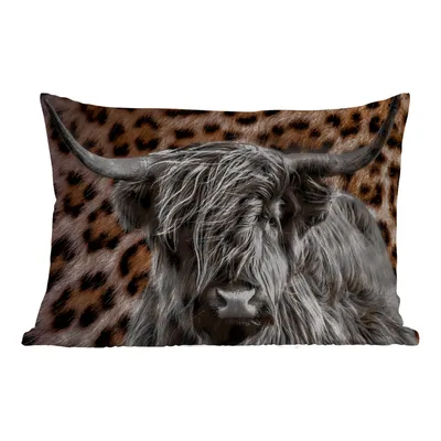 Obrázek produktu pro MuchoWow® Vnější polštář - Skotský horal - Potisk pantera - Zvířata -50x30 cm- Odolnost proti povětrnostním vlivům - polštář do obývacího pokoje