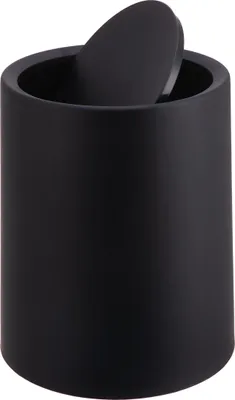 Image de Poubelle de salle de bain Relaxdays, 6 litres, avec couvercle à charnière, seau intérieur, plastique mat, poubelle ronde de salle de bain, noire