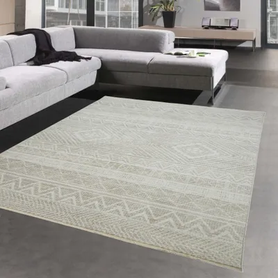 Zdjęcie produktu dla Dywan do salonu i sypialni | łatwy w pielęgnacji | z zygzakowatym wzorem - kremowy Rozmiar - 200 x 290 cm