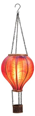 Produktbild von Anna's Collection Solar-Heisluftballon-Laterne - rosa - hangend - 20 LED-Lichter - Flammeneffekt - 1