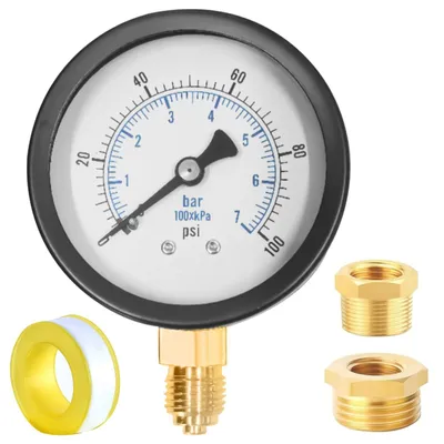 Image de Manomètre pour pompe de piscine, de 0 à 7 bars, avec adaptateur en cuivre