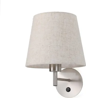 Productafbeelding van Wandlamp met stoffen kap, nikkelen fitting, E27-aansluiting, geschikt voor nachtkastjes, slaapkamers, hotels