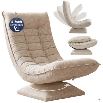Produktbild von CASARIA Relaxsessel mit verstellbarer Rückenlehne Creme, KI-generiertes Bild