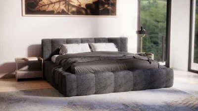 Produktbild von Polsterbett Doppelbett Bett LIZETH 200x200cm in Stoff Perfect Harmony Anthrazit