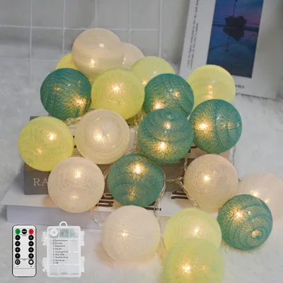 Zdjęcie produktu dla Światełka choinkowe bawełniane – 20 diod LED – zasilane bateriami – z pilotem – idealne na Boże Narodzenie