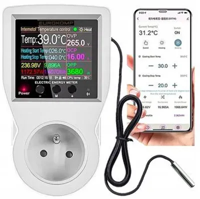 Obrázek produktu pro Termostat EUROKOMP E6258 WiFi Tuya zásuvkový s čidlem