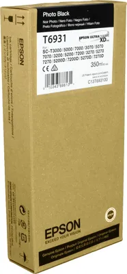 Produktbild von Epson Singlepack UltraChrome XD Photo Black T693100 (350 ml), Foto schwarz, Tinte auf Farbstoffbasis, 350 ml, 1 Stück(e)