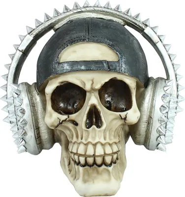 Produktbild von Dekofigur Totenkopf Cappy mit Kopfhörer und Stacheln Schädel Mystic Gothic Fantasy Dekoration