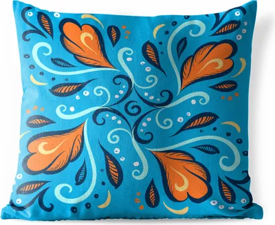 Produktbild von MuchoWow® Outdoor Kissen - Federn - Blau - Muster - 40x40 cm - Wetterfest - Lounge Kissen - Kopfkissen - Interieur - Polster mit Bild