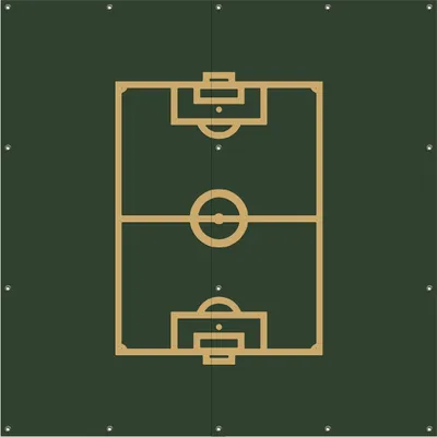 Produktbild von Wallario Outdoor-Poster für Garten oder Balkon, Motiv Fußball - Fußballfeld gezeichnet in grün und gelb, in ca. 180 x 180 cm