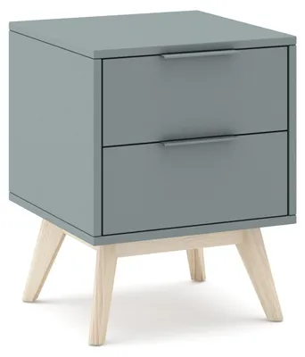 Imagen del producto de duehome -Mesita de noche de 2 cajones y patas 40x53 cm Numa