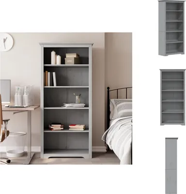 Zdjęcie produktu dla vidaXL Regał BODO szary 80x38x180 cm sosna lita 5 przegródek - Regały i półki na książki