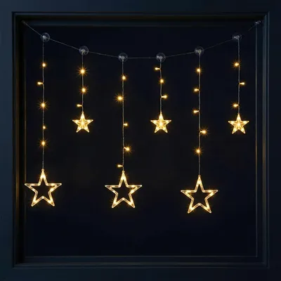 Immagine prodotto di Tenda luminosa a LED bianca calda - 100 cm - Catena luminosa decorativa con 63 LED per interni