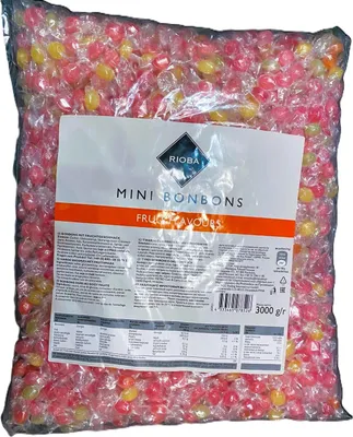 Produktbild von Rioba Mini Bonbons Fruit Flavours 3 kg | einzeln verpackte Fruchtbonbons Mischung