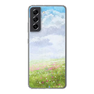 Produktbild von MuchoWow® Handyhülle Schutzhülle Hülle für Samsung Galaxy S21 FE Aquarell - Blumen - Landschaft Silikon Softcase Handy Hülle - Mobiltelefonhülle