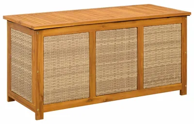 Image de vidaXL Boîte de rangement pour jardin, 185 litres, en bois massif d'acacia, 113 x 50 x 56 cm, beige