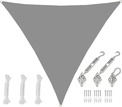 Produktbild von 4x4x4 Sonnensegel Dreieckig Wasserdicht - Sonnenschutz Segel Set mit Befestigung