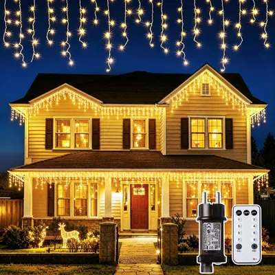 Eisregen-Lichterkette 12 m, 400 LEDs, warmweiß, IP44