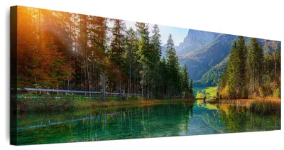Produktbild von LUMASOUL Wandbilder Wohnzimmer Leinwandbild Landschaft 120x40 cm1-teiliges Bild für Schlafzimmer Flur Büro und Küche modernes Foto-Motiv