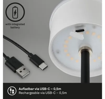 Obrázok produktu pre LED dobíjacia stolová lampa Výškovo nastaviteľná stolová lampa IP44 strieborná RGB vnútorná vonkajšia