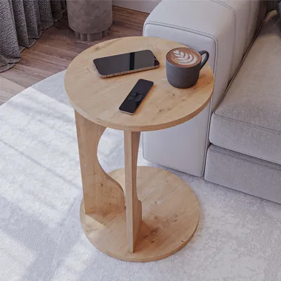 Produktbild von SUGODESIGN Velora Beistelltisch rund 38 x 55 cm Eiche-Optik