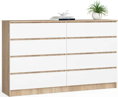Zdjęcie produktu dla AKORD Furniture Factory OP0LK-160SZ8SONBIA, Biały, Dąb, 8 szuf., Matowy, 16 mm, 71 cm, 400 mm