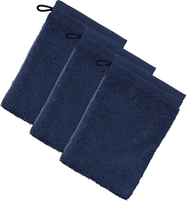 Produktbild von möve Superwuschel Waschhandschuh 15 x 20 cm aus 100% Baumwolle, deep sea 3er Set
