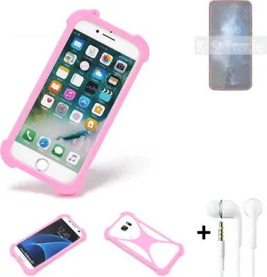 Produktbild von K-S-Trade Bumper + Kopfhörer kompatibel mit BQ Mobile BQ-6061L Slim Handy Hülle Schutzhülle Silikon Schutz Hülle Cover Case Silikoncase