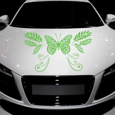 Produktbild von Aufkleber - Autoaufkleber "Butterfly Ranke" 90cm x 53cm lindgrün - Tuning Carystyling Heckscheibe Auto