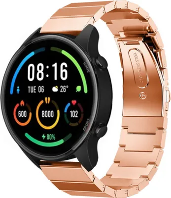 Produktbild von Strap-it Metallarmband - Kompatibel mit Xiaomi Mi Watch Armband Ersatzarmband Edelstahl - Faltschließe - Hochwertiges Material - für Smartwatch 22mm Armband Rosa Gold