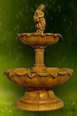 Produktbild von Casa Padrino Jugendstil Springbrunnen Antik Beige Ø 145 x H. 215 cm - Prunkvoller Gartenbrunnen - Gartendeko Brunnen - Barock & Jugendstil Garten Deko Accessoires