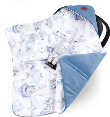 Produktbild von Pepi Einschlagdecke Babyschale Kindersitz Decke für Autositz Babydecke Maxi Cosi mit Velvet 90×90 cm Eledreams Blue