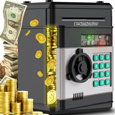 Produktbild von Digitaler Spardose Tresor Elektronische Bankomat mit Code für Kinder ATM Money Bank Auto Scroll Geld Münzen Geschenke Kindertag Mädchen Junge Retoo