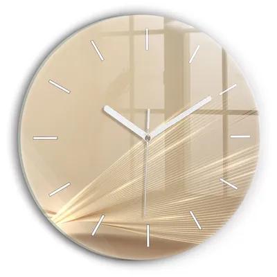 Produktbild von Wallfluent Wanduhr – Stilles Quarzuhrwerk - Uhr Dekoration Wohnzimmer Schlafzimmer Küche - Zifferblatt mit Striche - weiße Zeiger - 30 cm - Abstraktes Licht