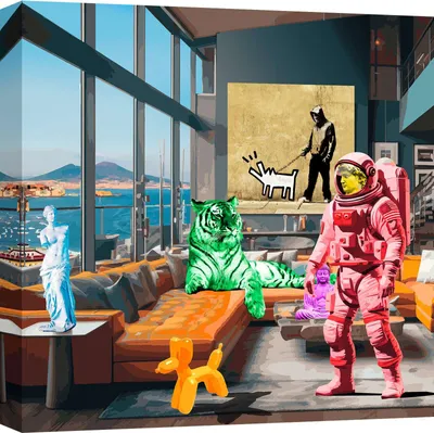 Obrázok produktu pre Pop-artový obraz na plátne - Gerard Madau - Surrealofts: Napoli - 40x40 cm