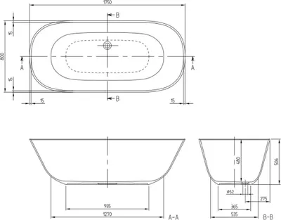 Productafbeelding van Villeroy & Boch Theano, vrijstaand bad, 175 x 80 cm