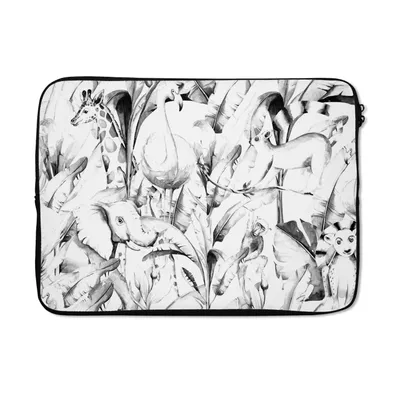 Produktbild von MuchoWow® Laptop Hülle 13 Zoll Aquarellieren - Tiere - Pflanzen - Dschungel - Jungen - Mädchen - Kinder Laptoptasche - Laptophülle - Sleeve - Rundumschutz