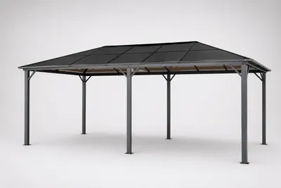 Produktbild von 4iQ Hardtop Gartenpavillon 3x6 m mit Polycarbonatdach – Metall Pavillon für Terrasse & Garten, 18 m² Anthrazit