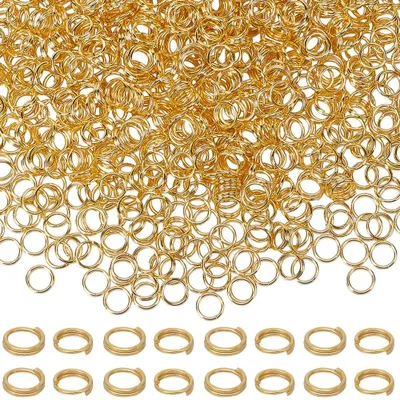 1000 goldene Sprungringe 5 mm, doppelte Schlaufe, Messing, für DIY-Schmuck