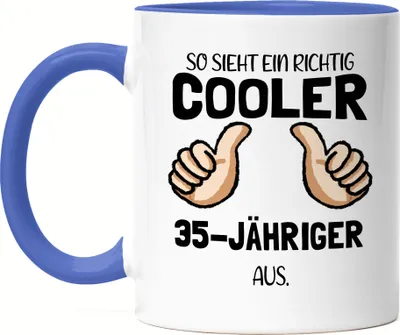 Produktbild von So Sieht Ein Cooler 35-Jähriger Aus Tasse Blau Daumen Hoch Humorvolle Geschenkidee Runder 35. Geburtstag
