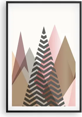 Produktbild von Gerahmtes Poster - Schwarzer Rahmen - Berge Dreiecke Abstraktion - 61x91,5 cm - Wand Bild - Wanddeko - Wandbilder - Kunstposter - Wandposter - Bilderrahmen - Bilder - Kunstdruck - P2BPA61x91-4402