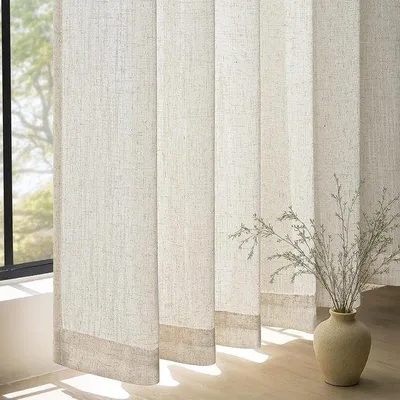 Produktbild von Kinderzimmer-Lichtgordinen - Voile-Gordine mit Faltenband - Natürliche Kinderzimmer-Verhüngung - 2er Set - 145 x 140 cm
