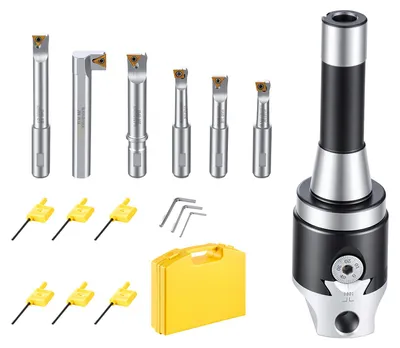Immagine prodotto di VEVOR, mandrino R8, alesatore elicoidale da 2", punta di foratura, portautensili, set da 8 pezzi, per frese e trapani, da 7/16" a 4-1/2", regolazione precisa del diametro del foro, temprato e rettificato, con custodia
