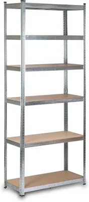 Zdjęcie produktu dla Półka magazynowa 2 w 1, wymiary 222 x 90 x 40 cm, 6 stabilnych półek, idealna do garażu i kuchni
