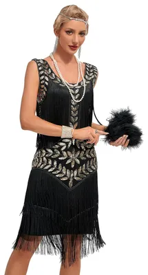 Produktbild von Viloree VILOREE Retro 1920er Damen Flapper Kleider voller Pailletten V-Ausschnit