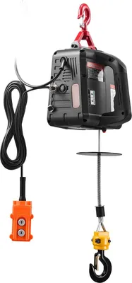 Immagine prodotto di Verricello elettrico 2 in 1, capacità 500 kg, gru portatile da 1500 W, altezza di sollevamento 7,6 m, 5 m/min con telecomando manuale e cablato per fabbriche, magazzini, garage