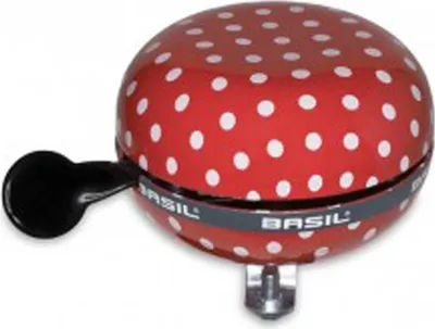 Produktbild von Basil 50396 Ding-Dong Glocke Polka Dot, Ø 80mm, rot/weiß