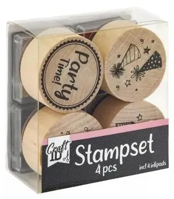 Produktbild von 4-teiliges Stempelset aus Holz, rosa – Grafix